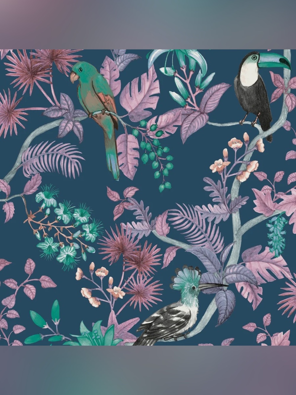 Wallpaper Tempaper Birds of Paradise Blue Paradise Peel Stick Double Roll 56sqft